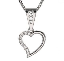 BG zlatý diamantový přívěšek srdíčko 1250 Bílé zlato - 585 Diamant lab-grown