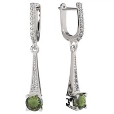 BG náušnice s vltavínem 985 Bílé zlato - 585 Vltavín a diamant
