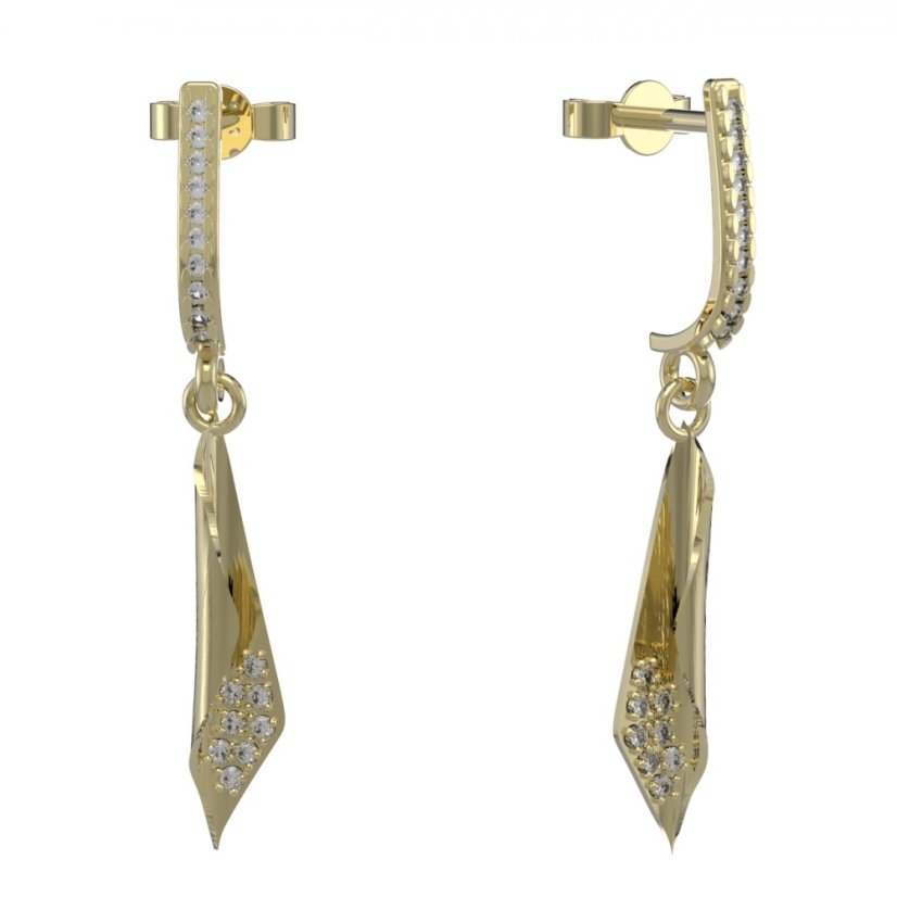BG zlaté náušnice 1364 Žluté zlato - 585 Diamant