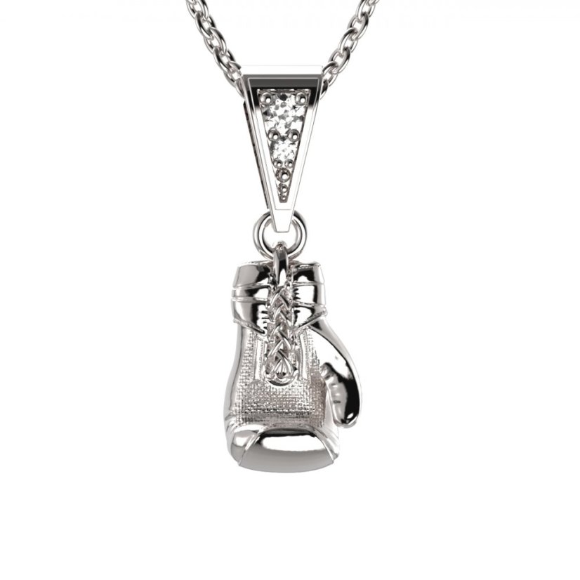 BG zlatý přívěs  boxerka 1375 Bílé zlato - 585 Bílý kubický zirkon