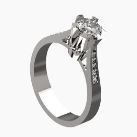 BG zlatý prsten 666a/ zásnubní / Bílé zlato - 585 Diamant