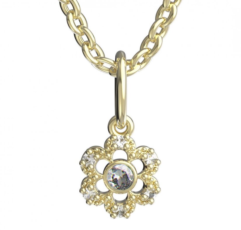 BeKid dětský přívěšek šestilístek 854 Žluté zlato - 585 Diamant