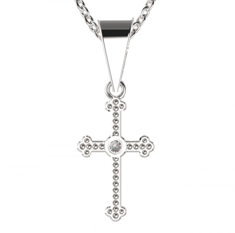 BG zlatý přívěšek křížek 1110 Bílé zlato - 585 Diamant
