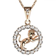 BG zlatý diamantový přívěšek Lev 044 Růžové zlato 585 (30-90dní) Diamant lab-grown