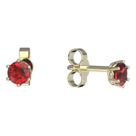 BeKid dětské náušnice 1293 Žluté zlato - 585 Červený kubický zirkon