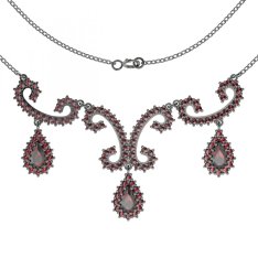 BG náhrdelník 128 Stříbro 925 - ruthenium (30-90dní) Granát