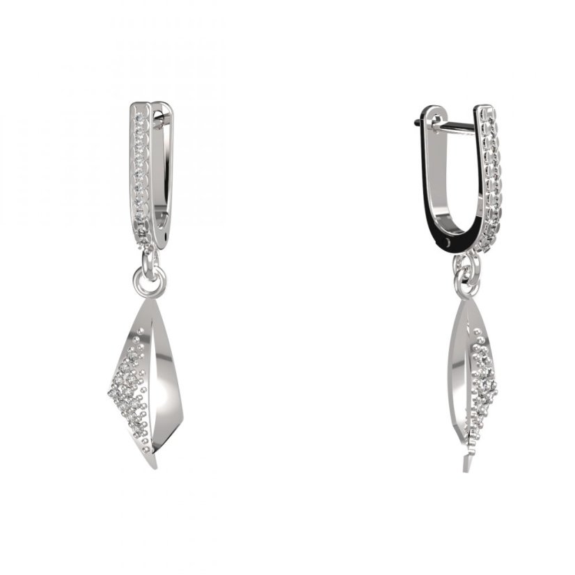 BG zlaté náušnice 1358 Bílé zlato - 585 Diamant