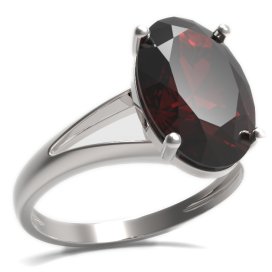 BG prsten oválný kámen 480-V Stříbro 925 - rhodium Granát