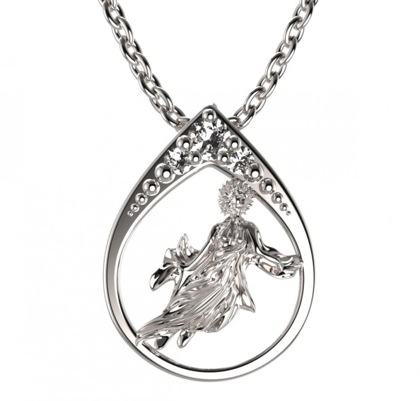 BG zlatý diamantový přívěšek Panna 047 Bílé zlato - 585 Diamant lab-grown