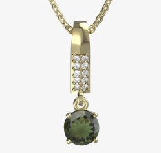 BG vltavínový přívěšek 727 Žluté zlato - 585 Vltavín a diamant