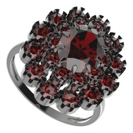 BG prsten oválný 280-I Stříbro 925 - ruthenium (30-90dní) Granát