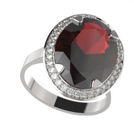 BG prsten oválný 729-I Stříbro 925 - rhodium Granát