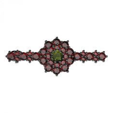 BG brož 011 Stříbro 925 - ruthenium (30-90dní) Vltavín a granát