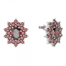 BG náušnice ovál -  249 Stříbro 925 - rhodium Granát