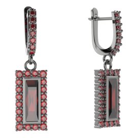 BG čtvercové náušnice 837-84 Stříbro 925 - ruthenium (30-90dní) Granát