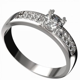 BG zlatý diamantový prstýnek 885 F Bílé zlato - 585 Diamant lab-grown