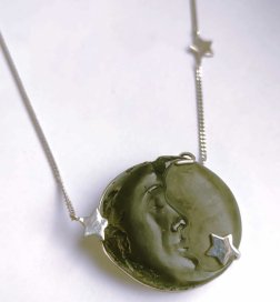 BG náhrdelník přírodní kámen-Vltavín 010 - Měsíc (Pavlína Čambalová)