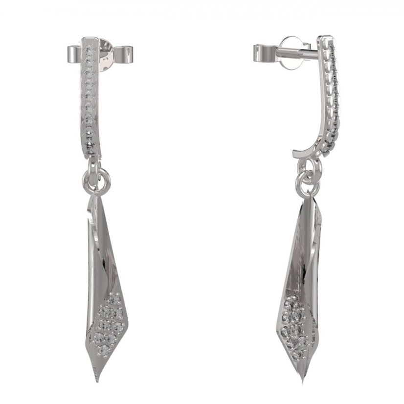 BG zlaté náušnice 1364 Bílé zlato - 585 Diamant