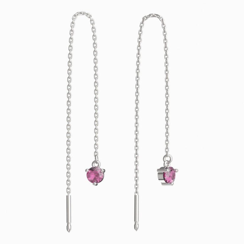 BG zlaté náušnice 781 Bílé zlato - 585 Růžový kubický zirkon
