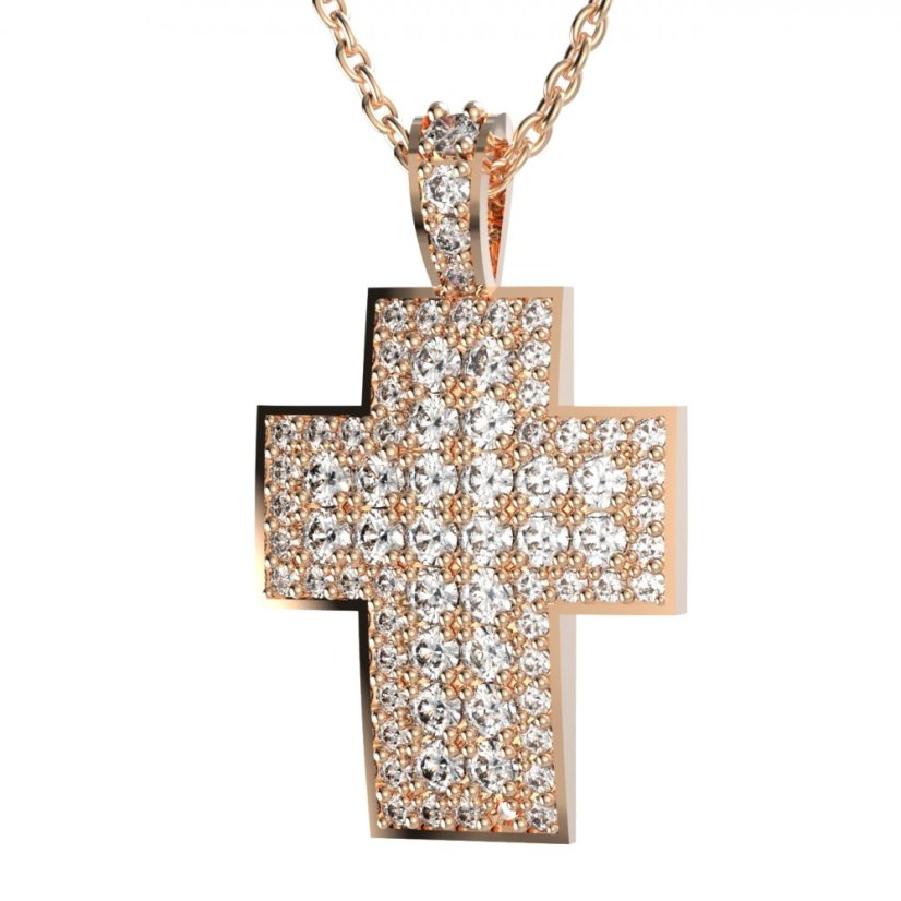 BG zlatý diamantový přívěšek křížek 759 Růžové zlato 585 (30-90dní) Diamant lab-grown