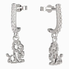 BeKid dětské náušnice lev 1191 Bílé zlato - 585 Diamant
