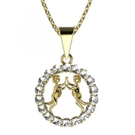 BeKid dětský zlatý přívěsek 044 blíženci Žluté zlato - 585 Diamant