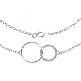 BG zlatý náhrdelník kruhy 1163 Bílé zlato - 585 Bílý kubický zirkon