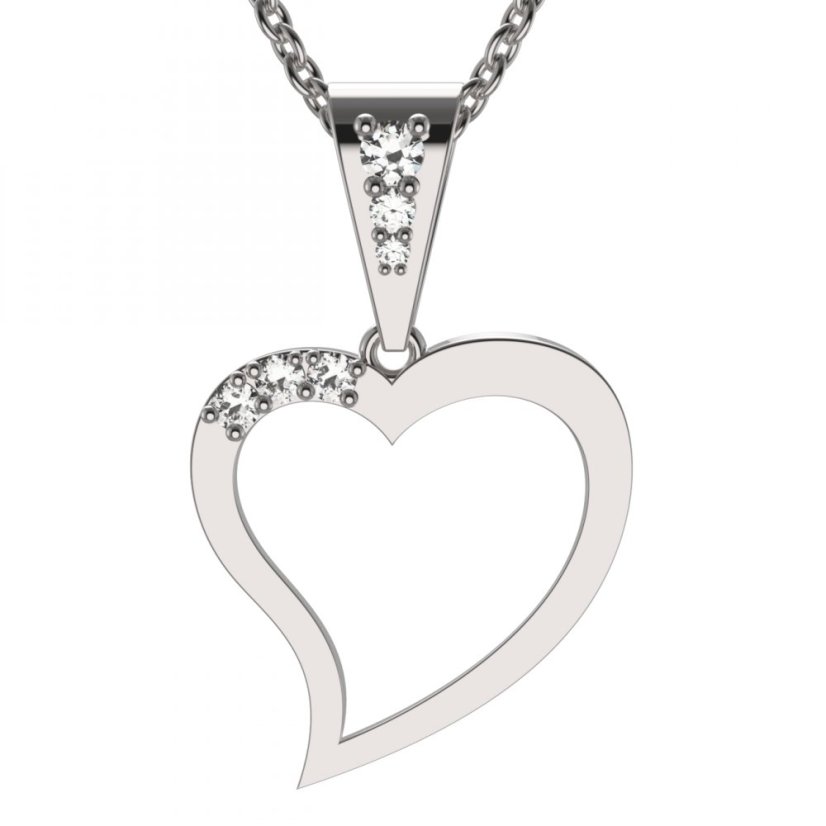 BG zlatý přívěšek srdíčko 1559 Bílé zlato - 585 Diamant