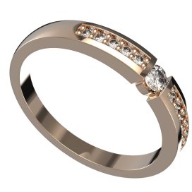 BG zlatý prstýnek 1454 /zásnubní-snubní/ Růžové zlato 585 (30-90dní) Diamant