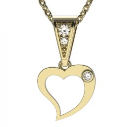 BG zlatý diamantový přívěšek srdíčko 1269 Žluté zlato - 585 Diamant lab-grown