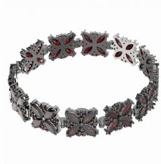 BG náramek vsazený český granát  408 Stříbro 925 - ruthenium (30-90dní) Granát