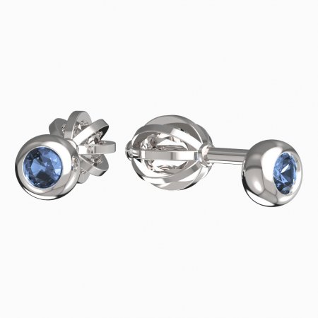 BeKid, Gold kids earrings -101 - Switching on: Screw, Metal: White gold 585, Stone: Light blue cubic zircon