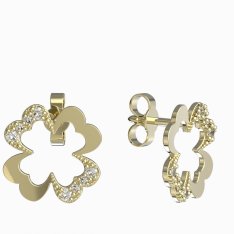 BeKid dívčí náušnice čtyřlístek 1170 Žluté zlato - 585 Bílý kubický zirkon