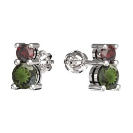 BG  náušnice s granátem nebo vltavínem 746 Stříbro 925 - rhodium Vltavín a granát