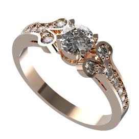 BG zlatý prsten s diamanty 639 Růžové zlato 585 (30-90dní) Diamant lab-grown
