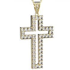 BG zlatý přívěšek křížek 238 Žluté zlato - 585 Diamant