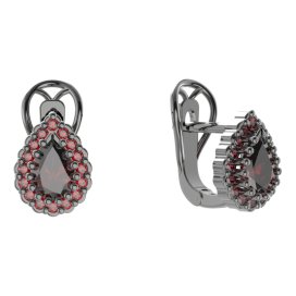 BG  náušnice 454-R7 kapkovitého tvaru Stříbro 925 - ruthenium (30-90dní) Granát