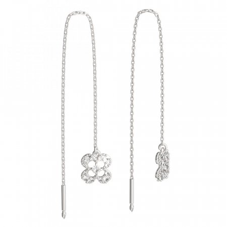 BeKid, Gold kids earrings -830 - Switching on: Chain 9 cm, Metal: White gold 585, Stone: White cubic zircon