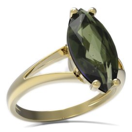 BG prsten oválný kámen 481-V Žluté zlato - 585 Vltavín