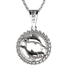 BG zlatý diamantový přívěšek Ryby 045 Bílé zlato - 585 Diamant lab-grown