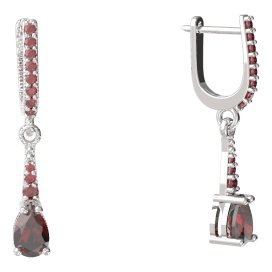 BG náušnice s kapkovitým kamenem 626 Stříbro 925 - rhodium Granát