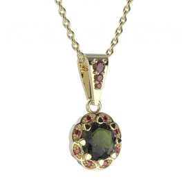 BG přívěs kulatý 993-2 Stříbro 925 - pozlacené Vltavín a granát