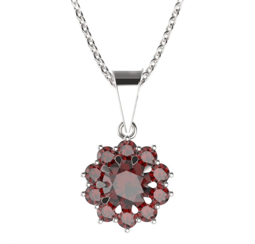 BG přívěs kulatý 011-0 Stříbro 925 - rhodium Granát