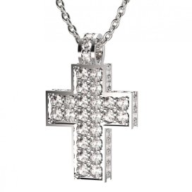 BG zlatý přívěšek křížek 917 Bílé zlato - 585 Diamant