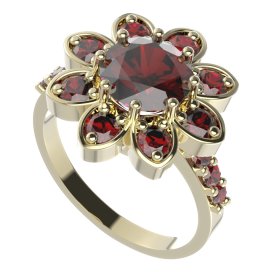 BG prsten 698-Z oválného tvaru Stříbro 925 - pozlacené Granát