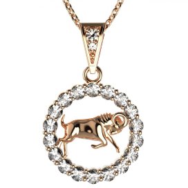 Zlatý přívěsek znamení Beran s lab-grown diamantem, růžové zlato 585 – 044 (Zd14044D1)
