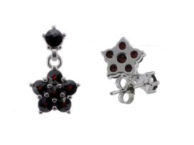 BG náušnice vsazený přírodní granát  010 Bílé zlato - 585 Granát