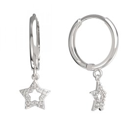 BG zlaté náušnice hvězdička 826 Bílé zlato - 585 Bílý kubický zirkon