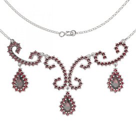 BG náhrdelník 128 Stříbro 925 - rhodium Granát