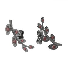 BG granátové náušnice větvička 1405 Stříbro 925 - ruthenium (30-90dní)